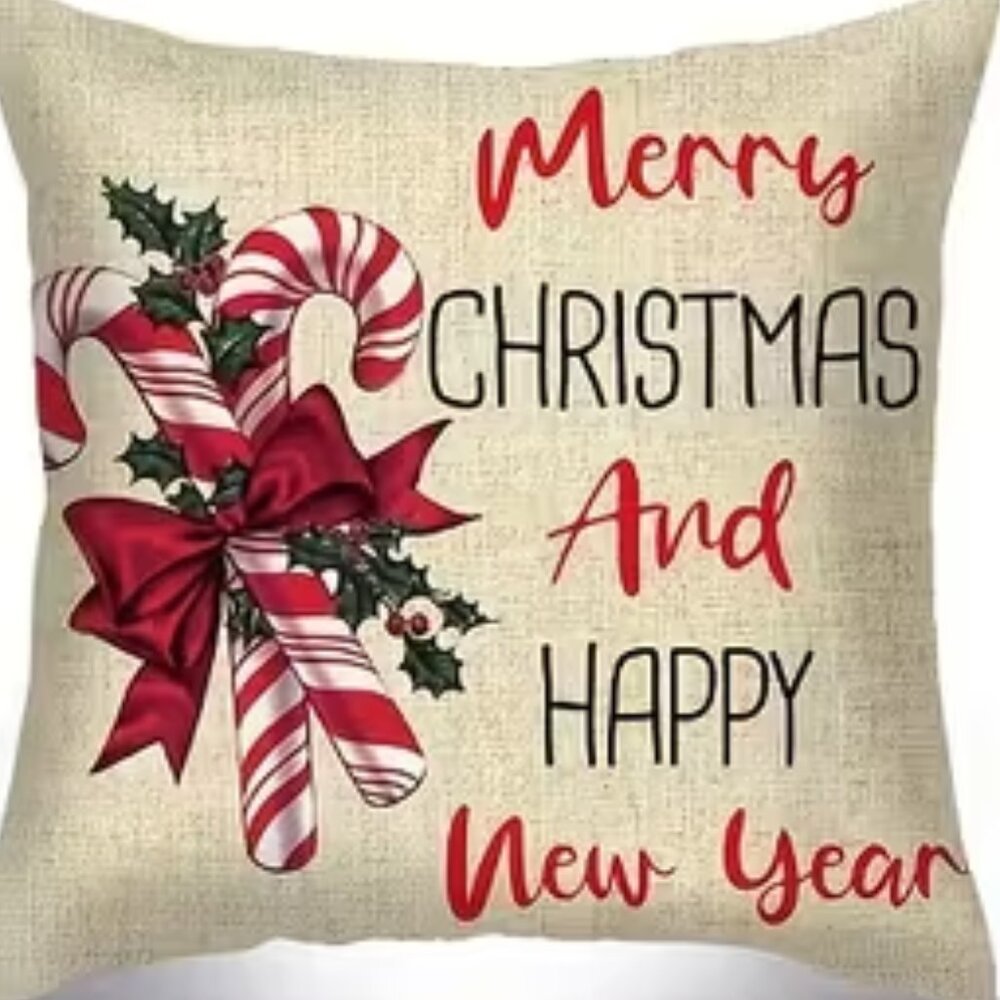 Christmas Merry Christmas & Happy New Year Christmas Pillow Cover 18X18 NEW